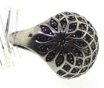 Stainless Fossil Dome Swarovski Crystal Ring