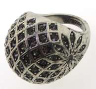 Stainless Fossil Dome Swarovski Crystal Ring