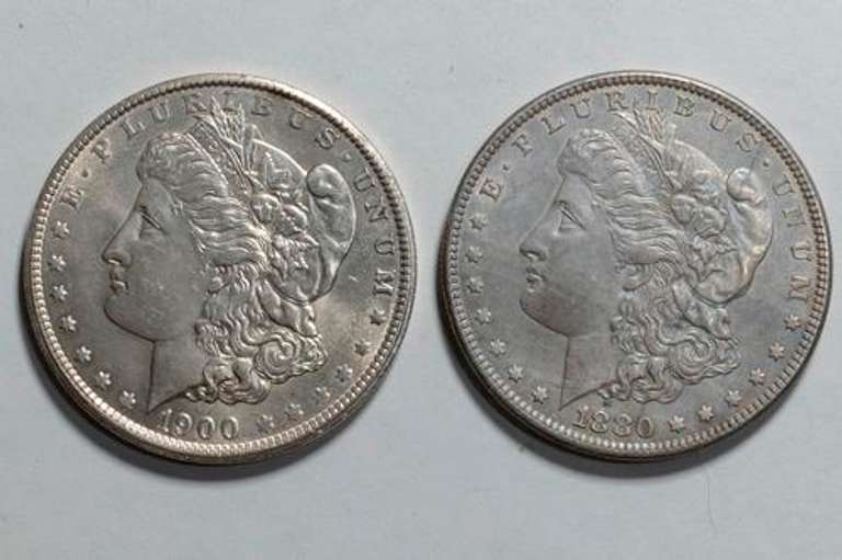 1880 Toned An 1900 O BU Morgan Dollars