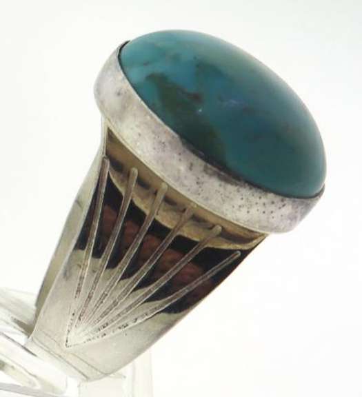 Large Round Turquoise Sterling Silver Ring