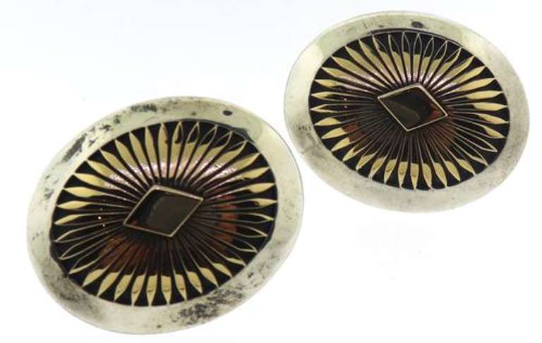 Howard Nelson Signed Oval Southwestern Earrings