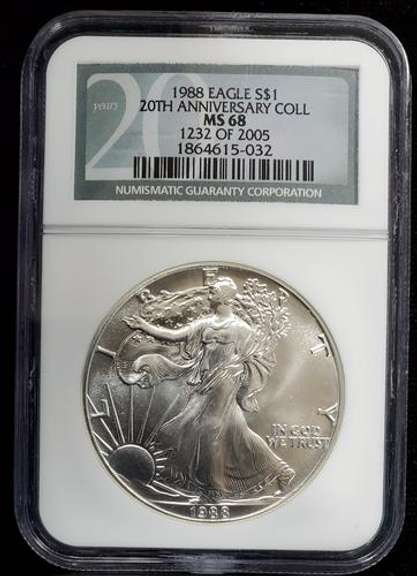 1988 Certified Silver Eagle MS68 NGC