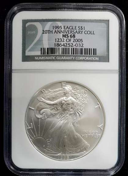1995 Certified Silver Eagle MS68 NGC