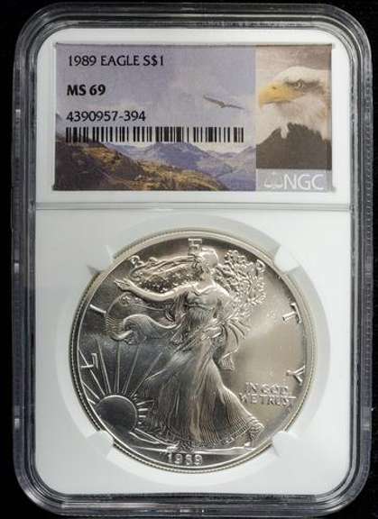 1989 Certified Silver Eagle MS69 NGC