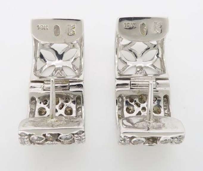 LeVian Diamond Huggie Earrings Made in 18k White Gold