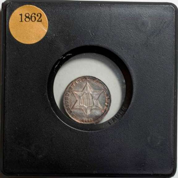 1862 Uncirculated 3 Cent Silver