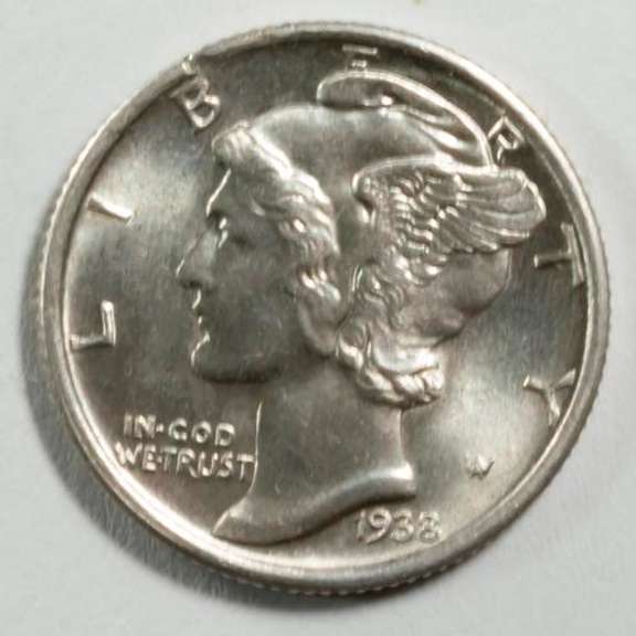 1938 D Choice Gem BU Mercury Dime
