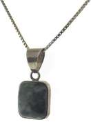 Sterling Silver Square Dark Green Gemstone Necklace
