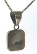 Sterling Silver Square Dark Green Gemstone Necklace