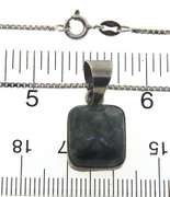 Sterling Silver Square Dark Green Gemstone Necklace