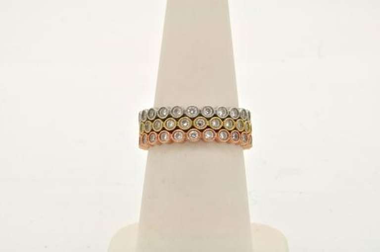 LADIES 14 KT TRI COLOR 3 DIAMOND RING SET