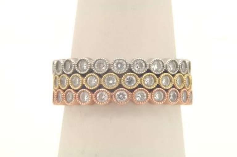 LADIES 14 KT TRI COLOR 3 DIAMOND RING SET
