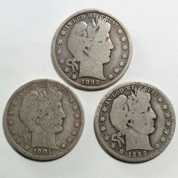 1892 1893 O And 1901 S Barber Halves