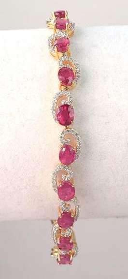 Fabulous Natural Ruby & White Sapphrie Bracelet in Vermeil