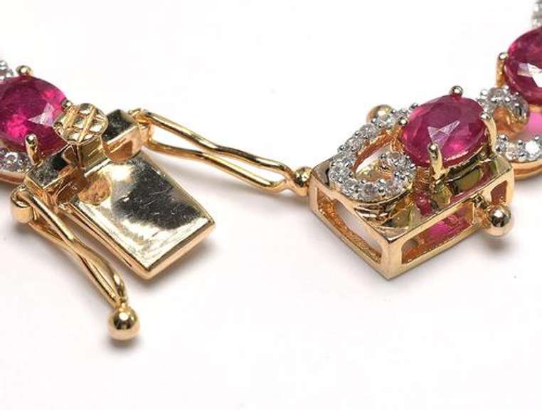 Fabulous Natural Ruby & White Sapphrie Bracelet in Vermeil