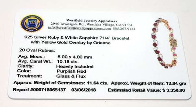 Fabulous Natural Ruby & White Sapphrie Bracelet in Vermeil