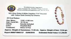 Fabulous Natural Ruby & White Sapphrie Bracelet in Vermeil