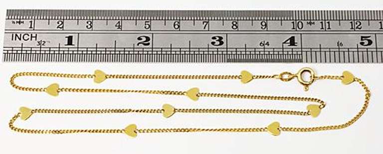 Charming Heart and Curb Link Necklace in 14K
