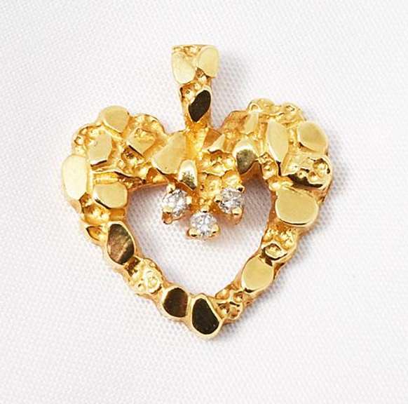 Unique Heart and Diamond Pendant in 14K