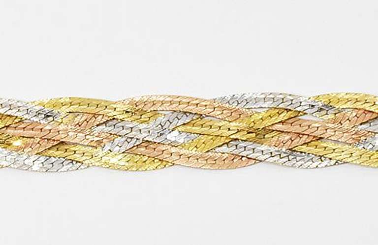 Flashy Braided 14K Tri-Color Necklace