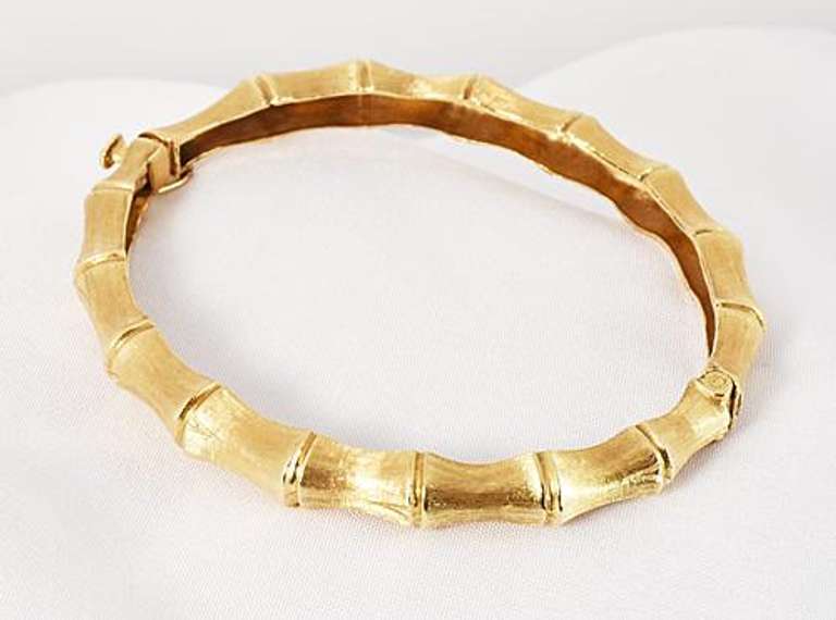 Striking Bamboo Bangle in 14K Yellow Gold