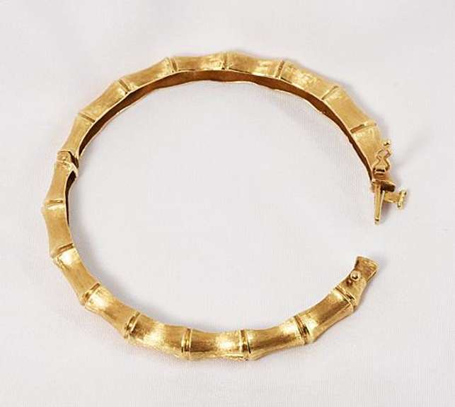 Striking Bamboo Bangle in 14K Yellow Gold