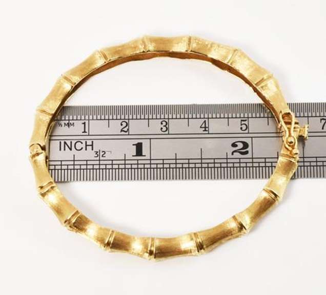 Striking Bamboo Bangle in 14K Yellow Gold