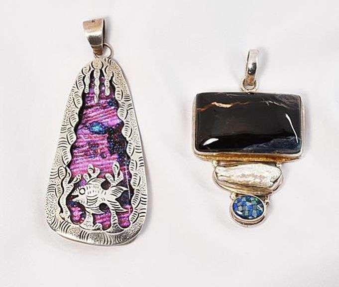 Pair of Bold Pendants in Sterling Silver