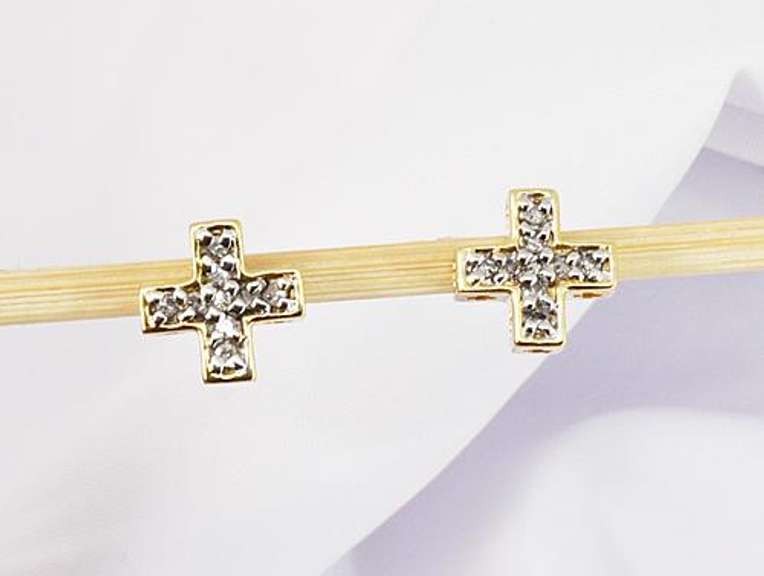 Cute Diamond Kisses Earrings in 10K Yellow Gold