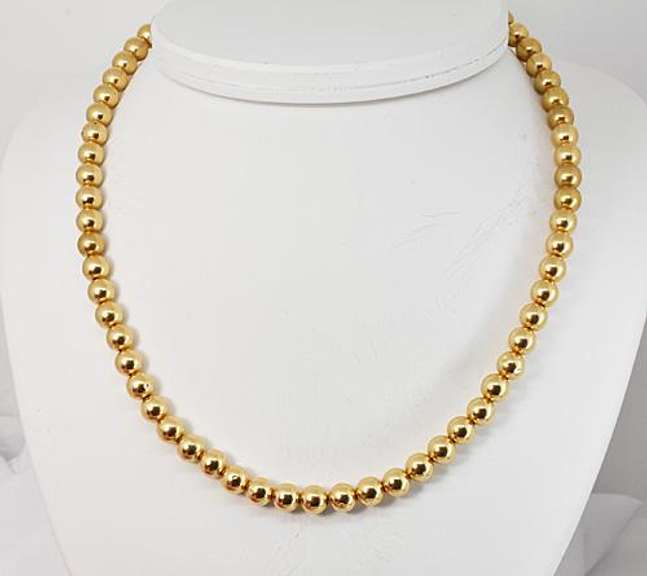 Fashionable Gold Bead Necklace in 14K