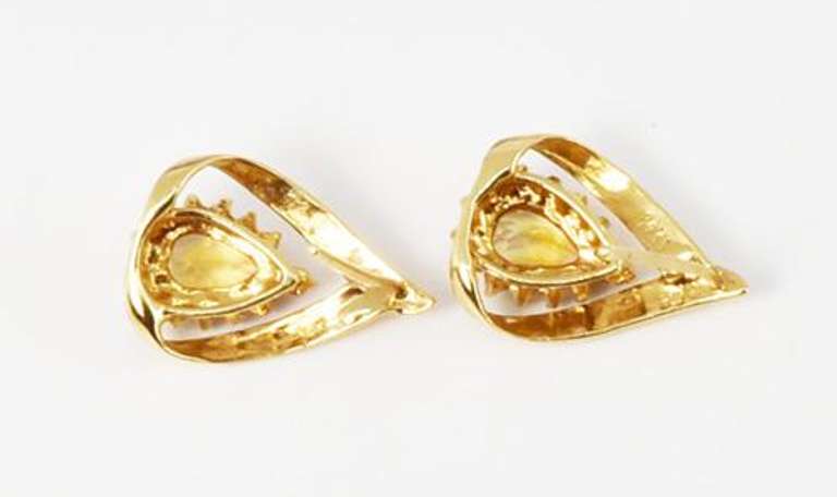 Modern Citrine and Diamond Earrings in 14K
