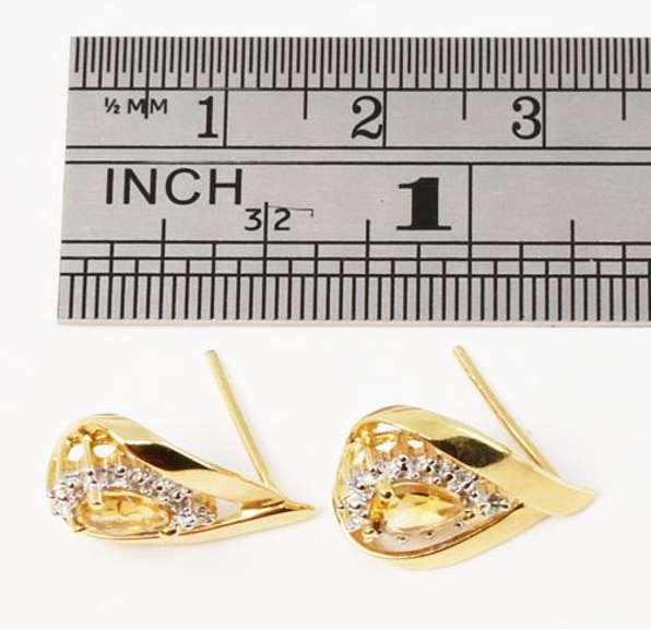 Modern Citrine and Diamond Earrings in 14K