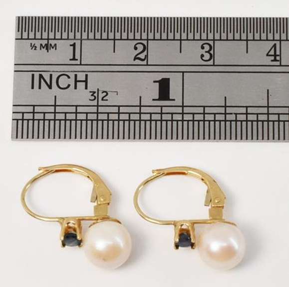 Pretty Pearl and Sapphire Earrings in 14K