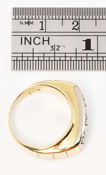 Bold Men's 3-Diamond Ring in 10K W&Y Gold