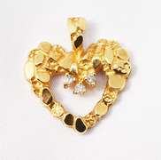 Unique Heart and Diamond Pendant in 14K