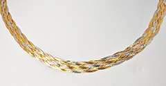 Flashy Braided 14K Tri-Color Necklace