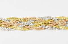 Flashy Braided 14K Tri-Color Necklace