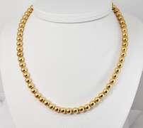 Fashionable Gold Bead Necklace in 14K