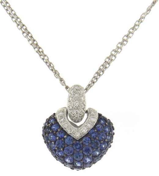 Charming White Gold Sapphire & Diamond Necklace