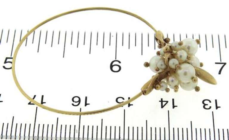 Elegant 10kt Pearl and Gold Vintage Cluster Bead Hoop Earrings