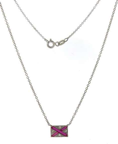 Vintage Diamond & Synthetic Ruby Nautical Flag Letter V