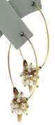 Elegant 10kt Pearl and Gold Vintage Cluster Bead Hoop Earrings