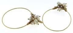 Elegant 10kt Pearl and Gold Vintage Cluster Bead Hoop Earrings
