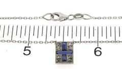 Dainty 14kt WG Vintage Diamond & Synthetic Sapphire Nautical Flag Necklace