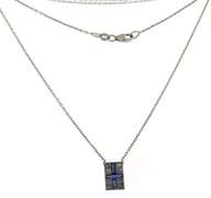 Dainty 14kt WG Vintage Diamond & Synthetic Sapphire Nautical Flag Necklace