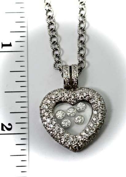 Diamond-Laden 18K Floating Diamonds Heart Pendant