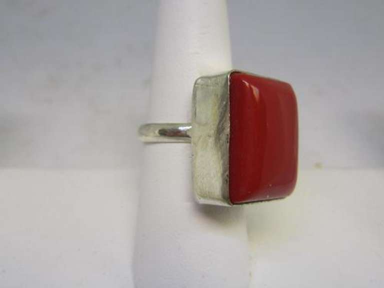 silver tone color stone ring