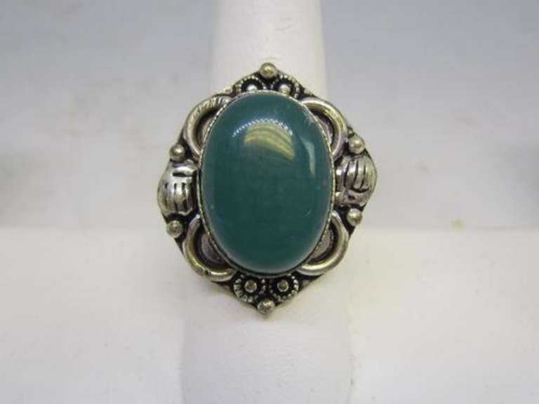 silver tone color stone ring