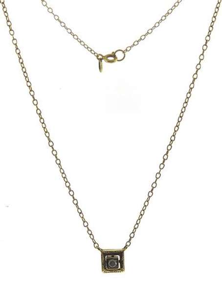 Fabulous .07ct Vintage Etched Square Diamond Necklace