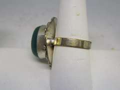 silver tone color stone ring